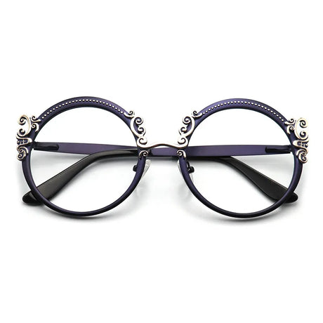 Blue Metal Optical Round Frame Fashion Eyeglasses