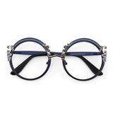 Blue Metal Optical Round Frame Fashion Eyeglasses