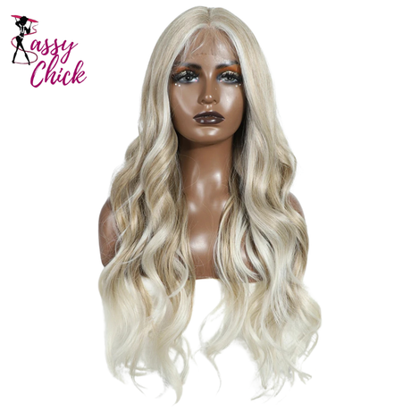 Middle Part Long Wavy 30" Body Synthetic Lace Front Wigs Sassy Chick Logo