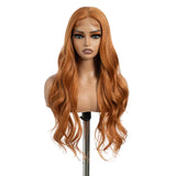 Orange Middle Part Long Wavy 30" Body Synthetic Lace Front Wigs