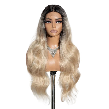 Blonde Middle Part Long Wavy 30" Body Synthetic Lace Front Wigs