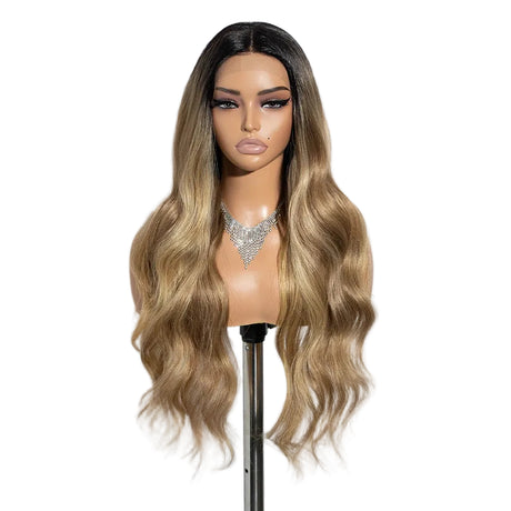 Brown Middle Part Long Wavy 30" Body Synthetic Lace Front Wigs