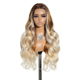 White Middle Part Long Wavy 30" Body Synthetic Lace Front Wigs