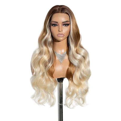 White Middle Part Long Wavy 30" Body Synthetic Lace Front Wigs