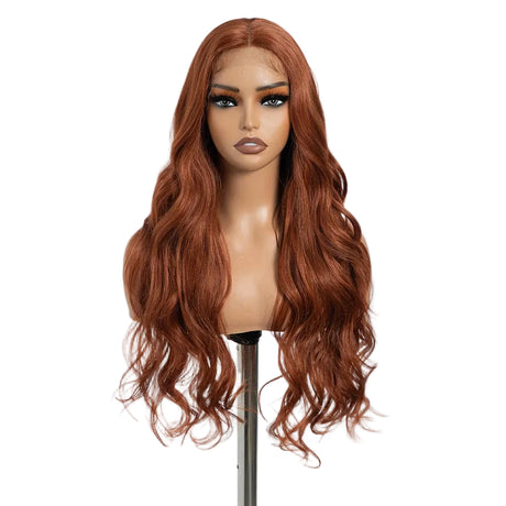 Orange Middle Part Long Wavy 30" Body Synthetic Lace Front Wigs