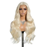 White Middle Part Long Wavy 30" Body Synthetic Lace Front Wigs