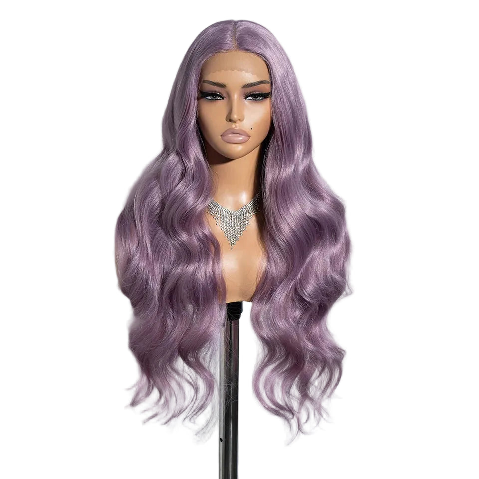 Purple Middle Part Long Wavy 30" Body Synthetic Lace Front Wigs