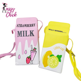 Milk Box Shape Shoulder Bag Sassy Chick Logo