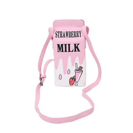 Strawberry Milk Box Shape Shoulder Bag