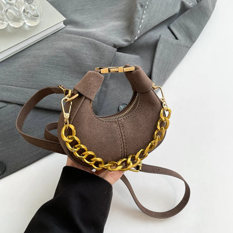 Brown Mini PU Leather Saddle Shoulder Bag for Women