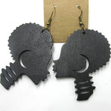 Minimalist African Girl Wooden Earrings