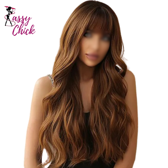 Mixed Blonde Long Natural Wavy with Bang Synthetic Wigs Sassy Chick Logo