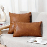 Modern faux leather throw pillow covers for sofa, bed, and home décor