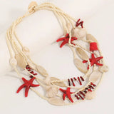 Multi-layer Statement Beaded Starfish Necklace