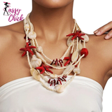Multi-layer Statement Beaded Starfish Necklace Sassy Chick Logo