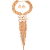 Beige Multi-layered Handmade Tassel Necklace