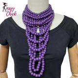 Multi Layer Wood Bead Statement Necklace Jewelry Sassy Chick Logo