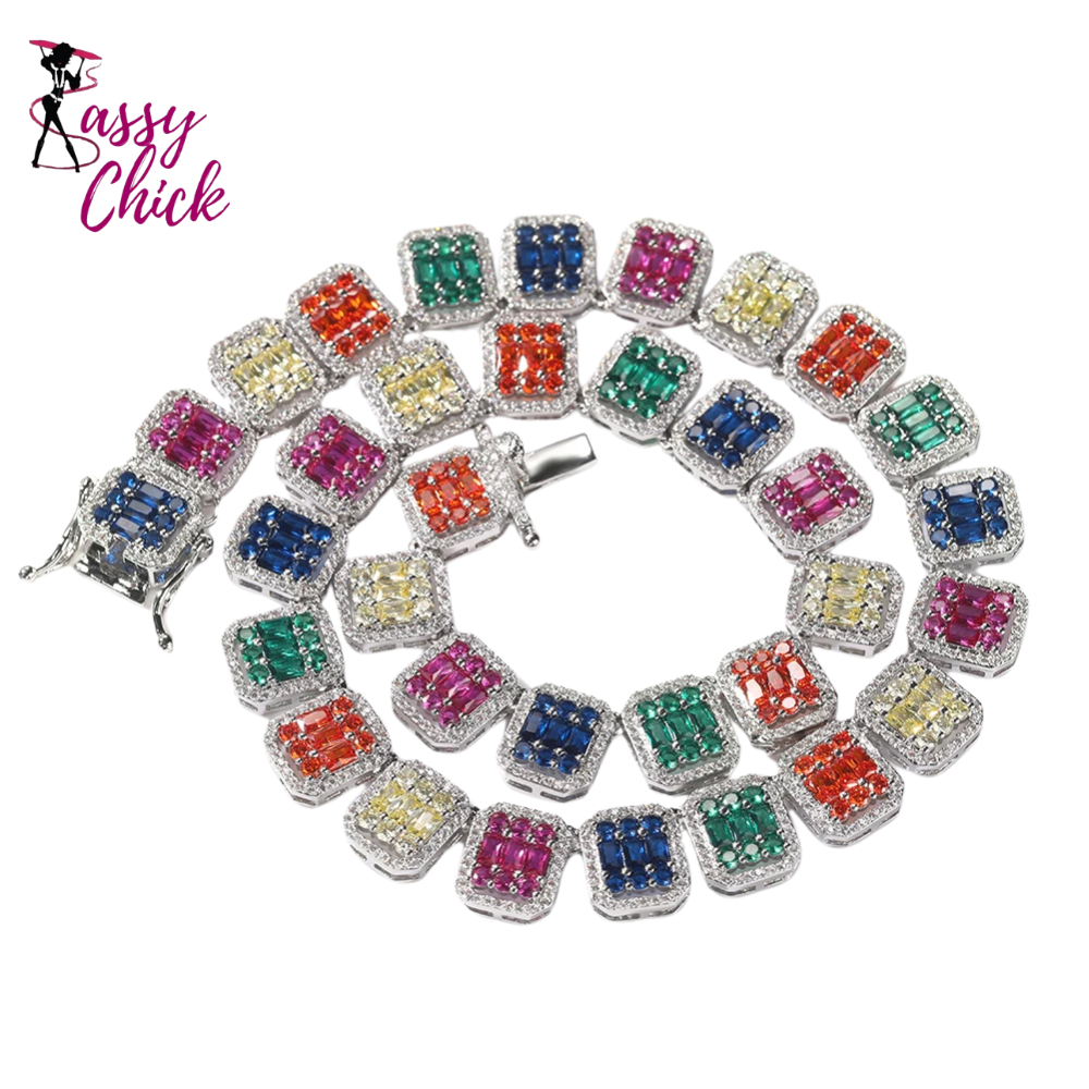 Multicolor Custom Brush Cursive Letter Icy Girl Necklace Sass Chick Logo