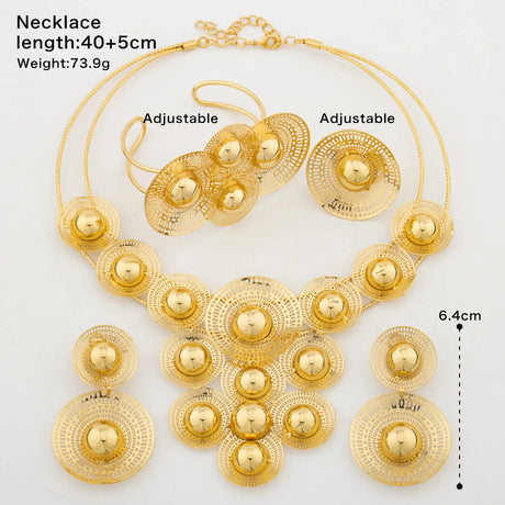 Multiple Gold Plated Flower Design  Jewelry Set size