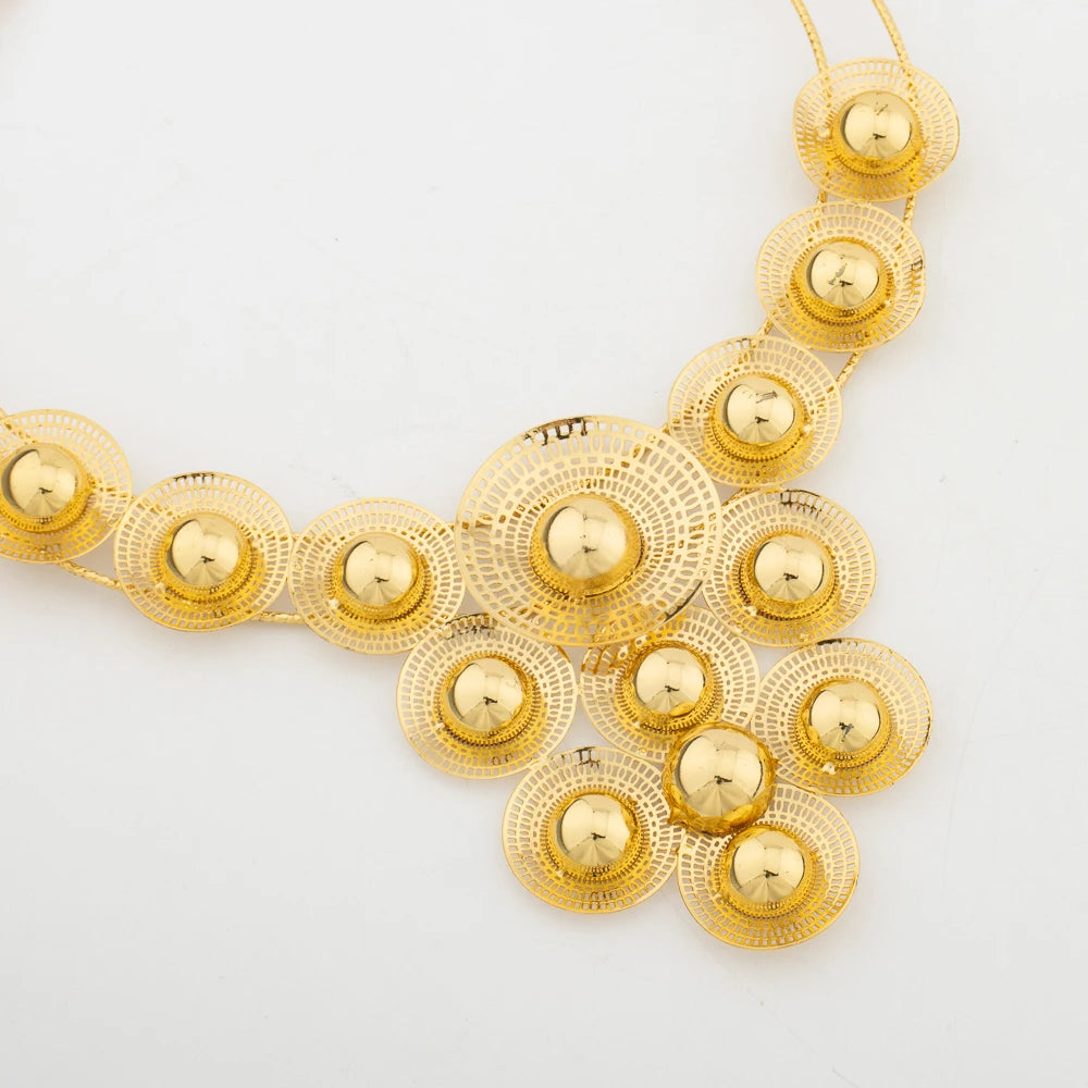 Multiple Gold Plated Flower Design  Jewelry Set pendant 