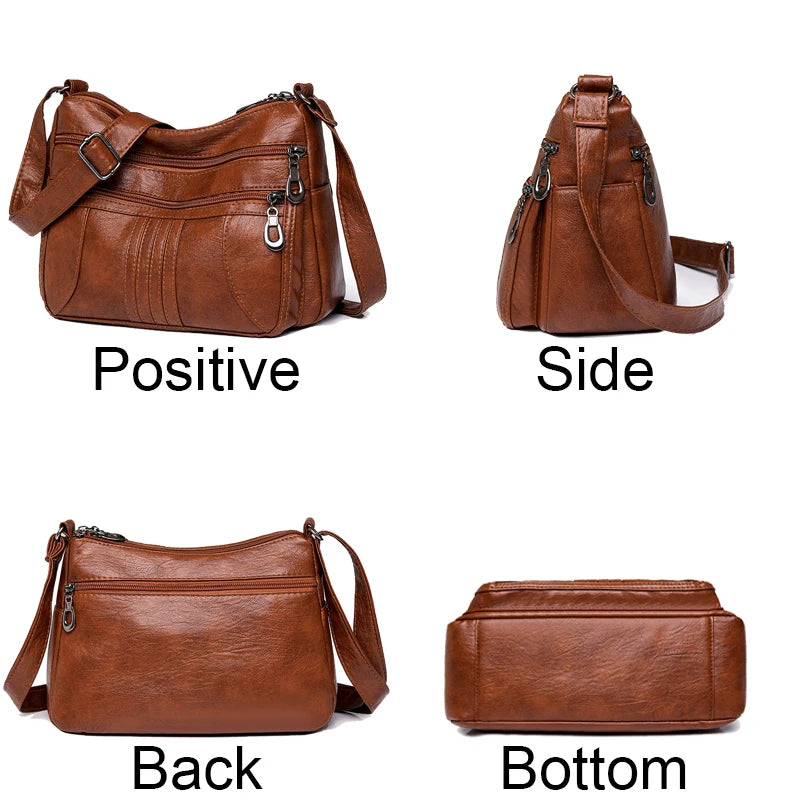 brown leather handbag side by side