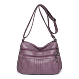 purple leather handbag