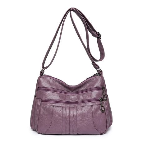 purple leather handbag