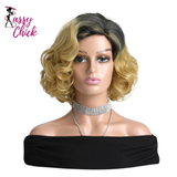 Natural 12 Inch Short Black Gradient Gold Synthetic Wigs Sassy Chick Logo