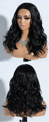 Black Natural Curly Wavy Highlight Synthetic Lace Front Wigs