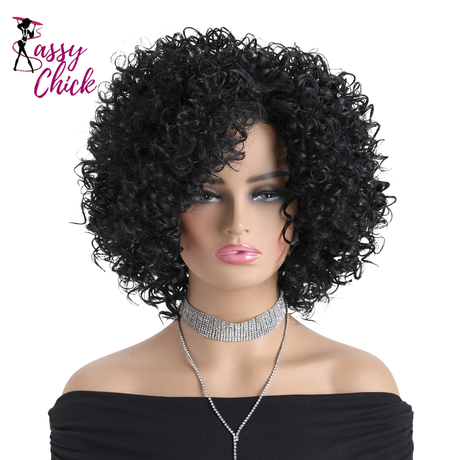 Natural Short Curly Black Hair Heat Resistant Synthetic Wigs Sassy Chick Logo