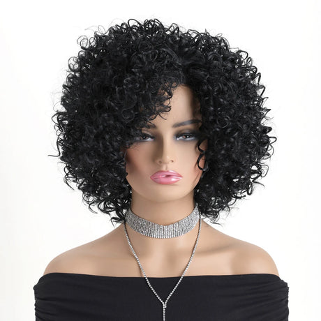Natural Short Curly Black Hair Heat Resistant Synthetic Wigs