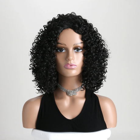 Natural Short Curly Black Hair Heat Resistant Synthetic Wigs