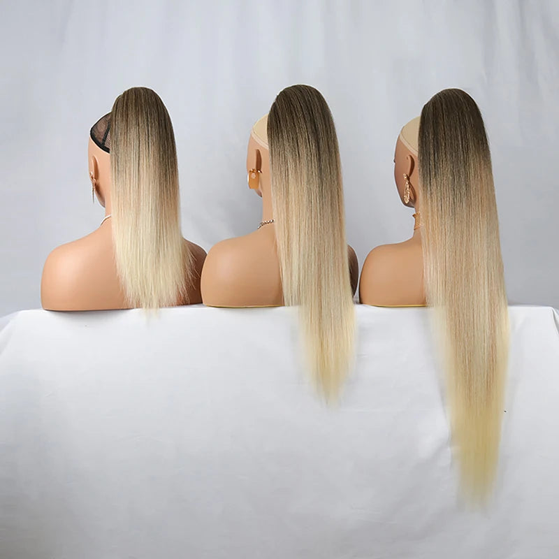 Collection of Natural Smooth Straight Synthetic Ponytails Hair Extensions