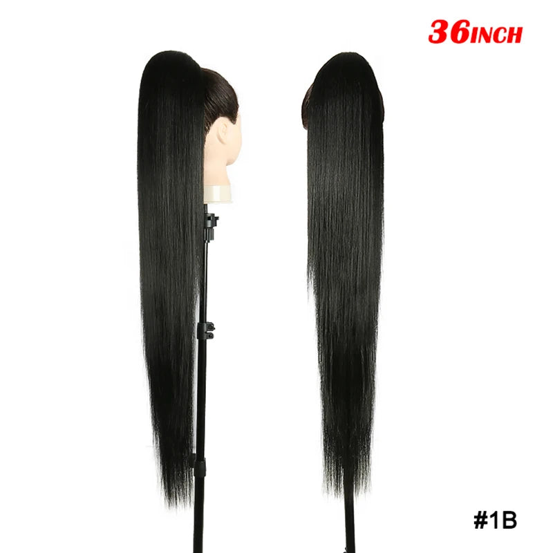 Natural Smooth Straight Synthetic Ponytails Hair Extensions