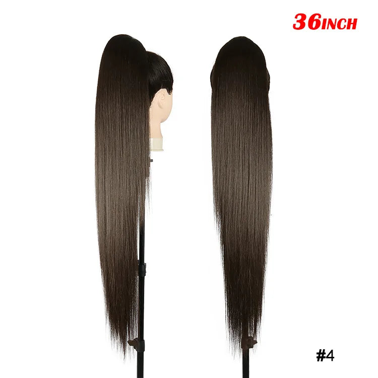 Natural Smooth Straight Synthetic Ponytails Hair Extensions