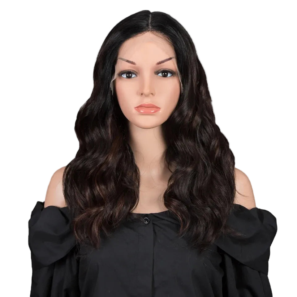 Black Natural Wave 20 Inch Synthetic Lace Front Wigs