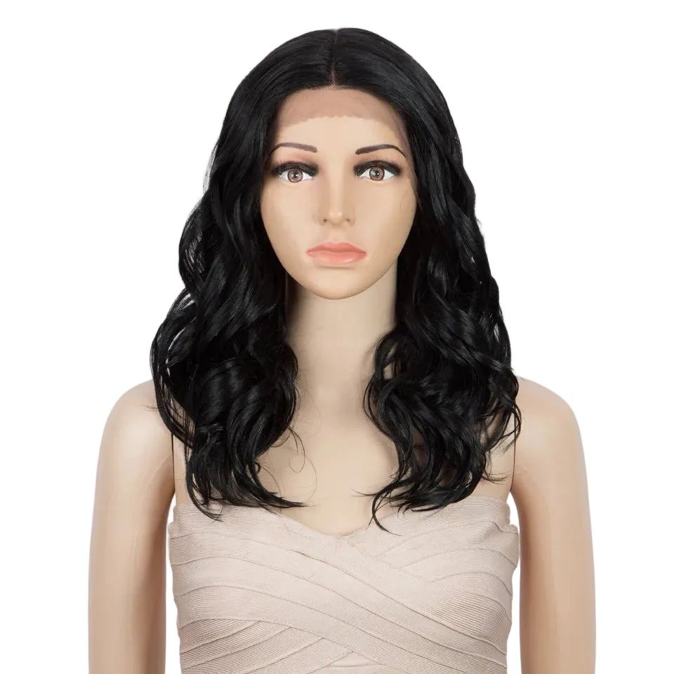 Black Natural Wave 20 Inch Synthetic Lace Front Wigs