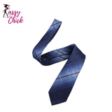 Navy Blue Black Thin Tie Striped Necktie Sassy Chick Logo
