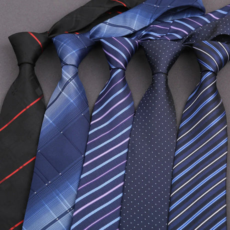 Collection of Navy Blue Black Thin Tie Striped Necktie