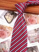 Red Navy Blue Black Thin Tie Striped Necktie