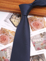 Black Navy Blue Black Thin Tie Striped Necktie