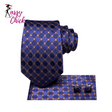Navy Blue Gold Plaid Necktie Set Sassy Chick Logo
