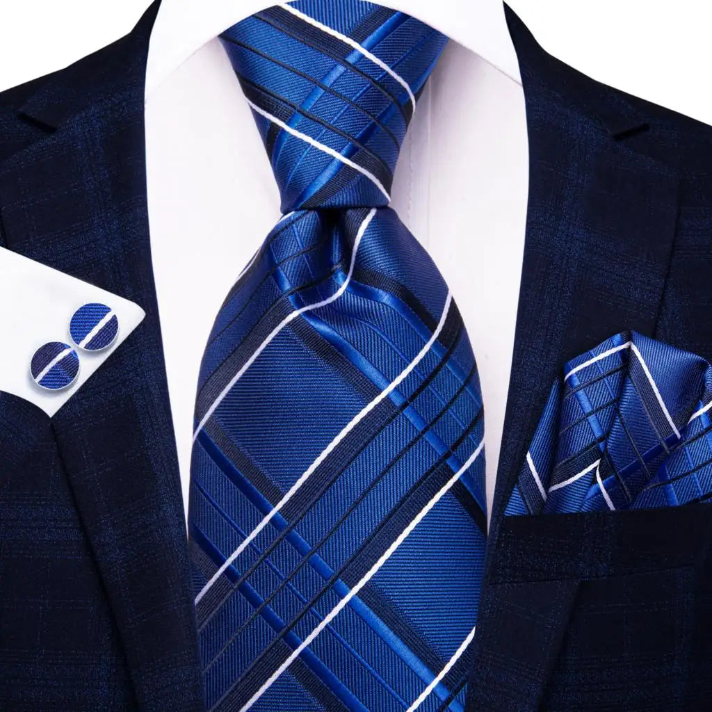 stripe blue pattern necktie set