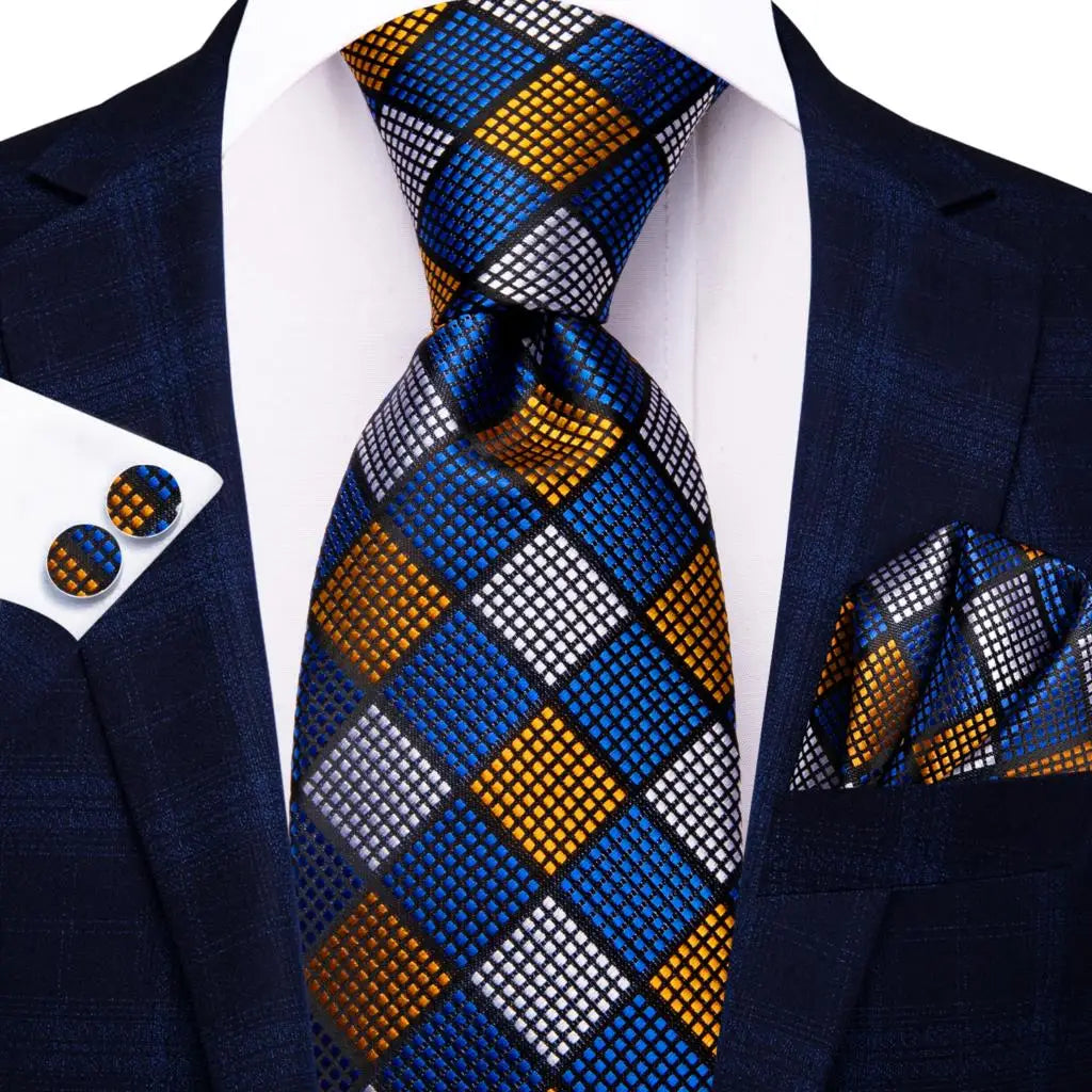 multi color square pattern necktie  set