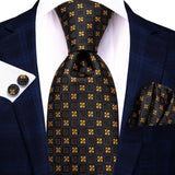 black gold floral pattern necktie set