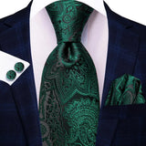 black green floral pattern necktie set