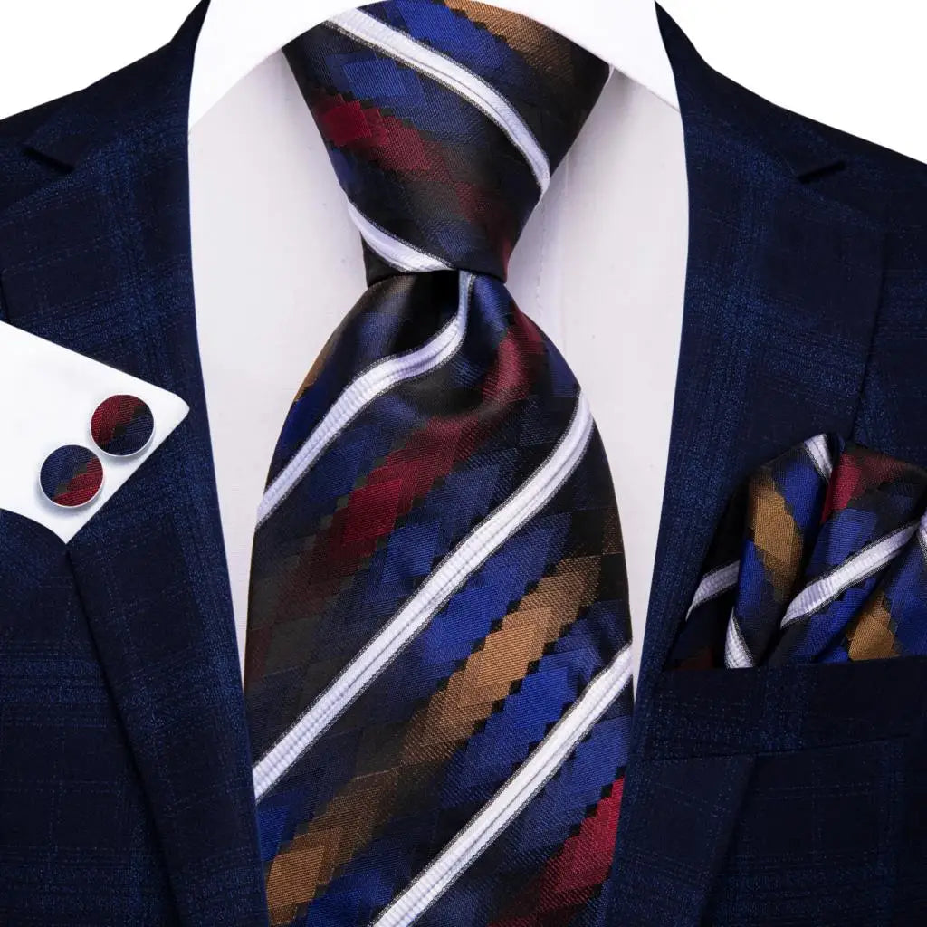multi color geometric pattern necktie set