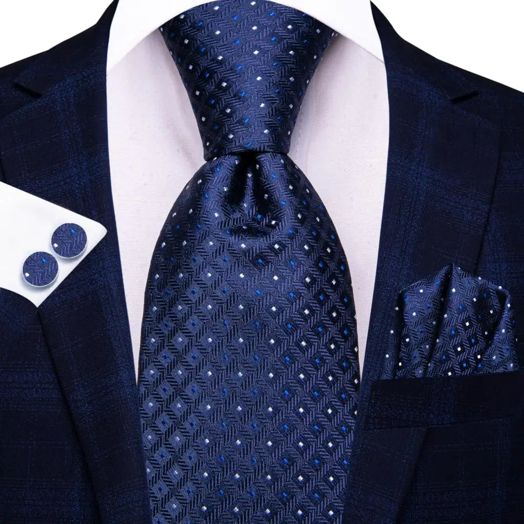 blue dot pattern necktie set