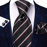 black white red line pattern necktie set