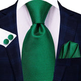 green geometric pattern necktie set